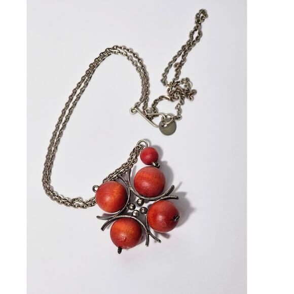 Vintage MCM 60s Modernist Kaija Aarikka Made in Finland Necklace Persimmon - Picture 1 of 5